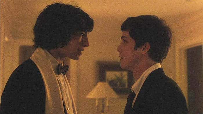 Ezra Miller as Patrick and Logan Lerman as Charlie.