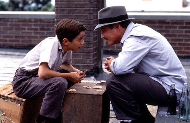 Arty (Mike Damus) picking up widsom from his uncle Louie (Richard Dreyfuss)
